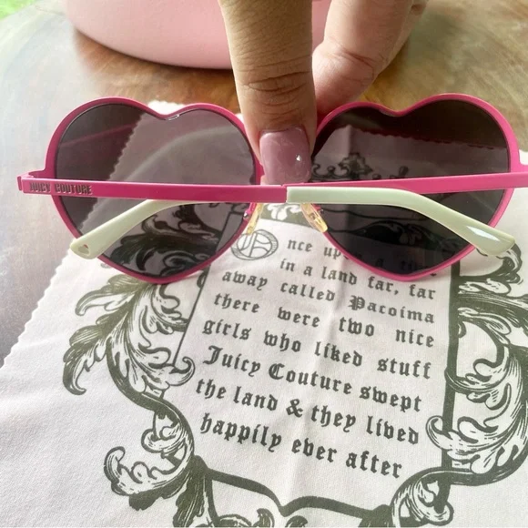 Juicy Couture Hot Pink Lolita Heart Shaped Sunglasses with Case RARE/HTF - Picture 5 of 12